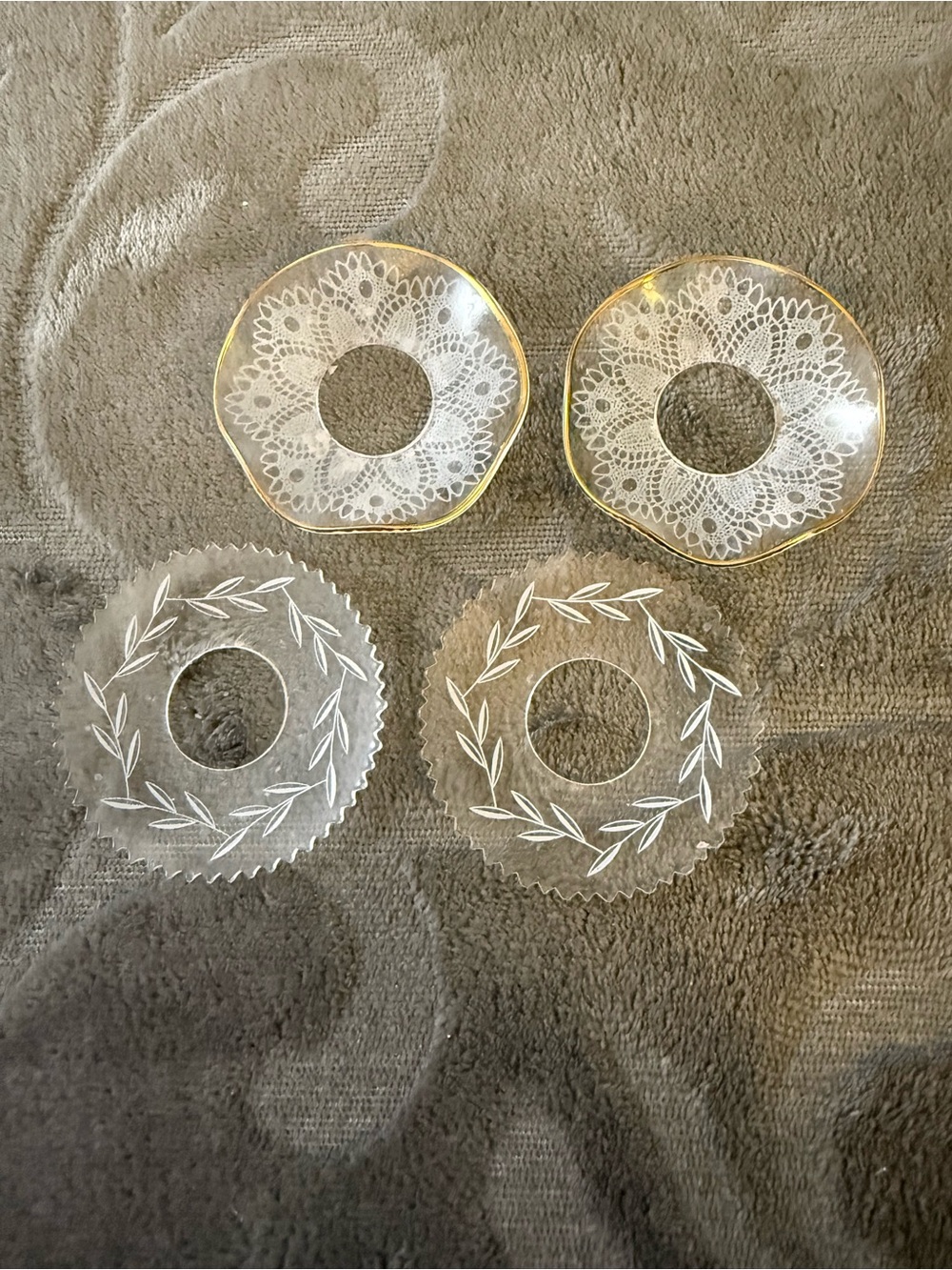Vintage Set of 4 Candle Rings Bobeches Candle Wax Drip Collars #5